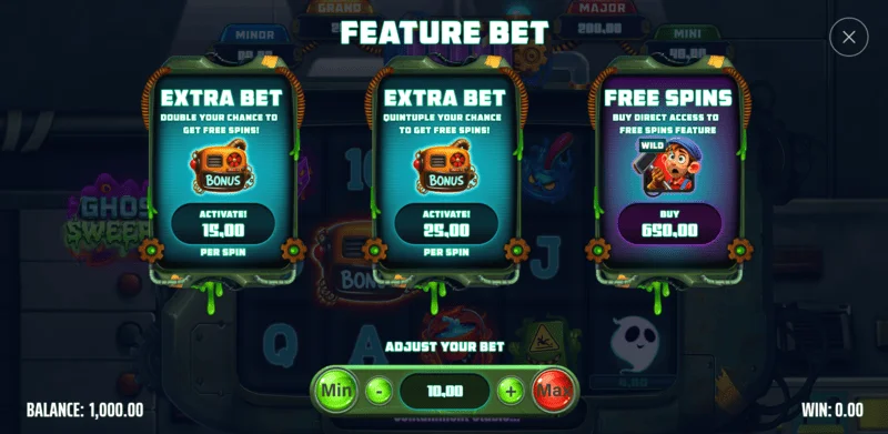 Ghost Sweeper - Ventana de compra de bonificación con opciones de precio